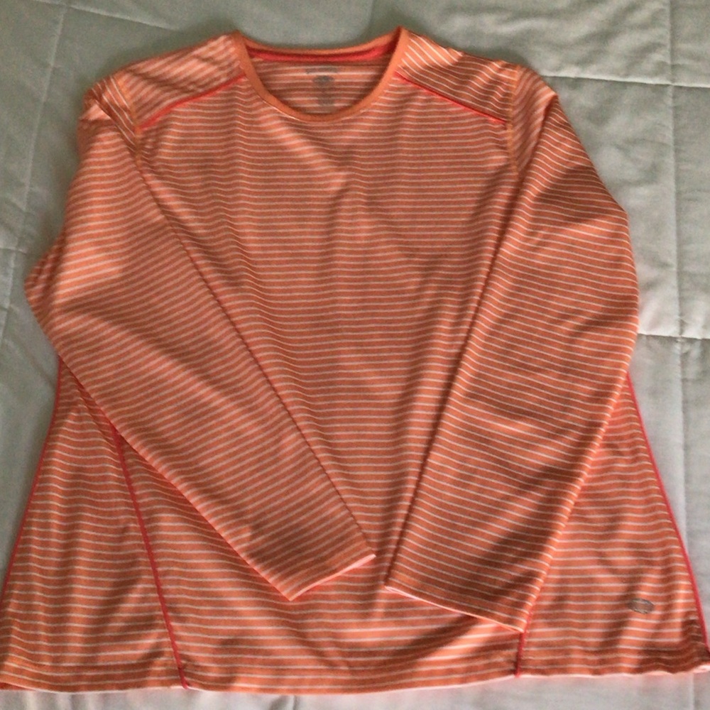Reel Legends  - Freeline Women’s Peach and White Striped, Long-sleeved Shirt